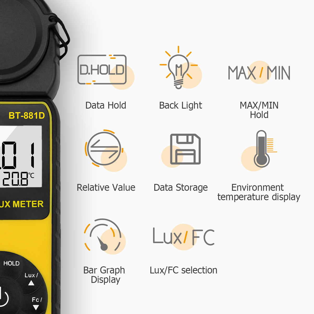 Photography Lighting Handheld - Pengukur Lux Digital 400.000 Lux Pengukur