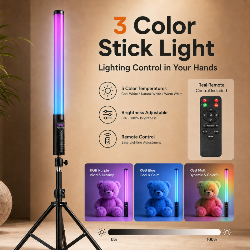 Photography Lighting Handheld - Tongkat Lampu Video RGB Genggam, Lampu