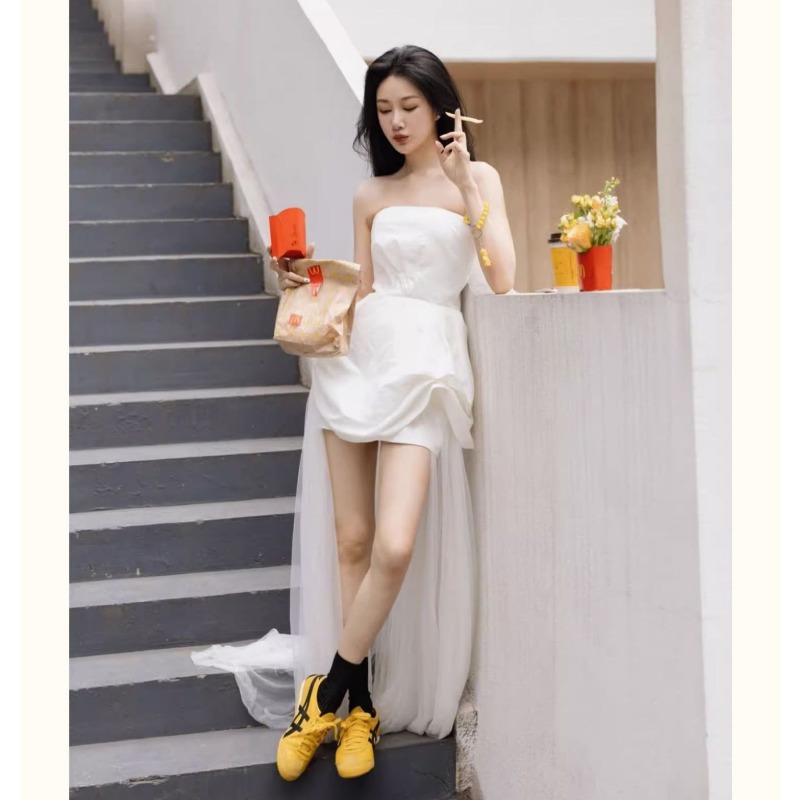 Gaun Pagi Tanpa Tali Warna Put - Lighting In Photography ulasan dan harga